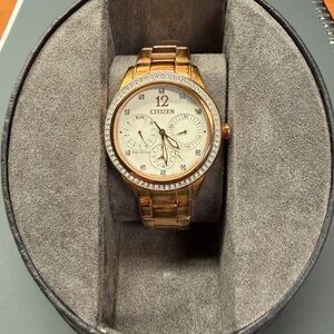 Citizen Exo Drive GN-0W-S Gold Diamond/Crystal Bezel Bracelet Watch
